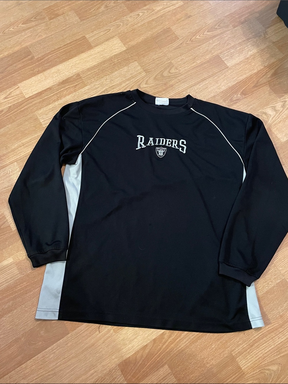 Vintage Y2K NFL Raiders Long Sleeve Shirt Embroidered Colorblock Streetwear L